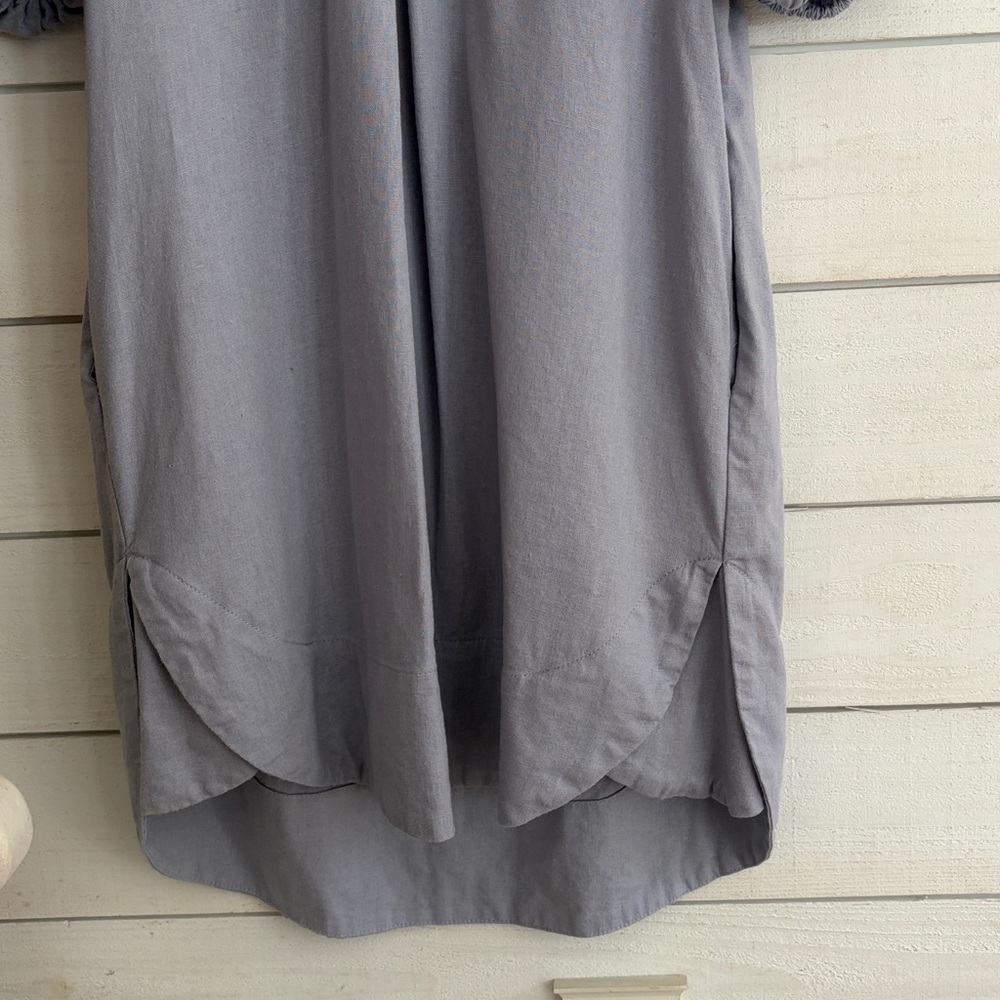 Cynthia Rowley linen blend puff sleeve dress with side pockets powder blue XS - Picture 6 of 11